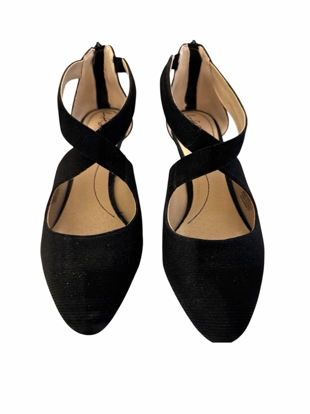 LifeStride Giovanna Black Shimmer Criss Cross Strap Pumps Heels 8.5